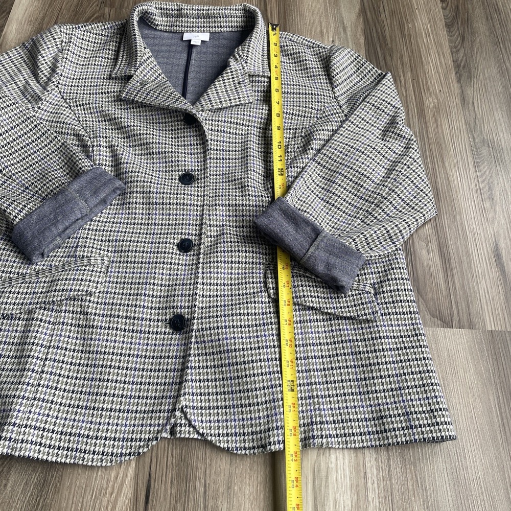 J JILL Women Jacket XL Houndstooth Preppy Old Money Knit Blazer Corporate Office - Picture 4 of 7